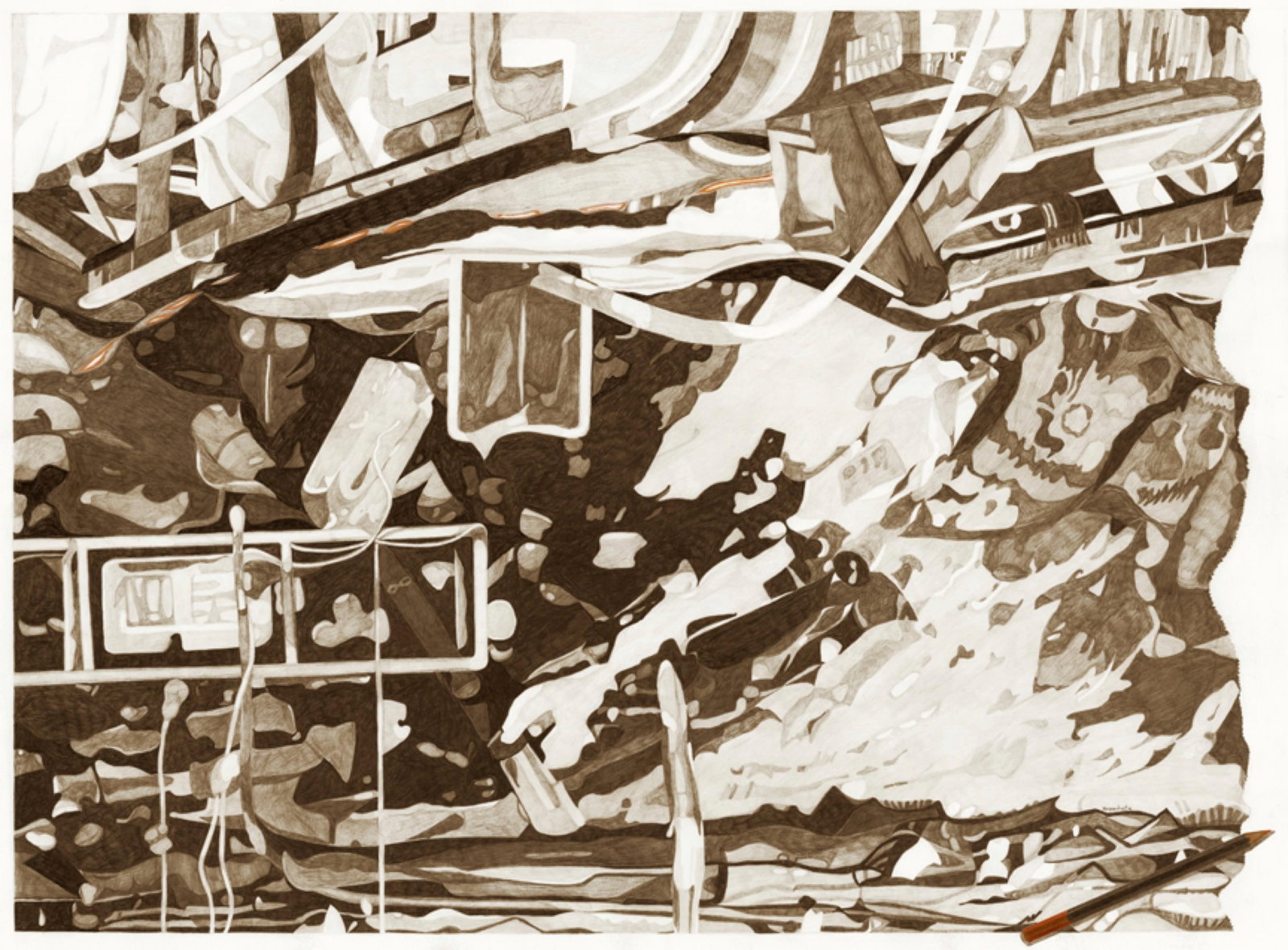 Yoram Katz Surround Sound framed abstract pencil on paper 34 x 46 (1 of 1)
