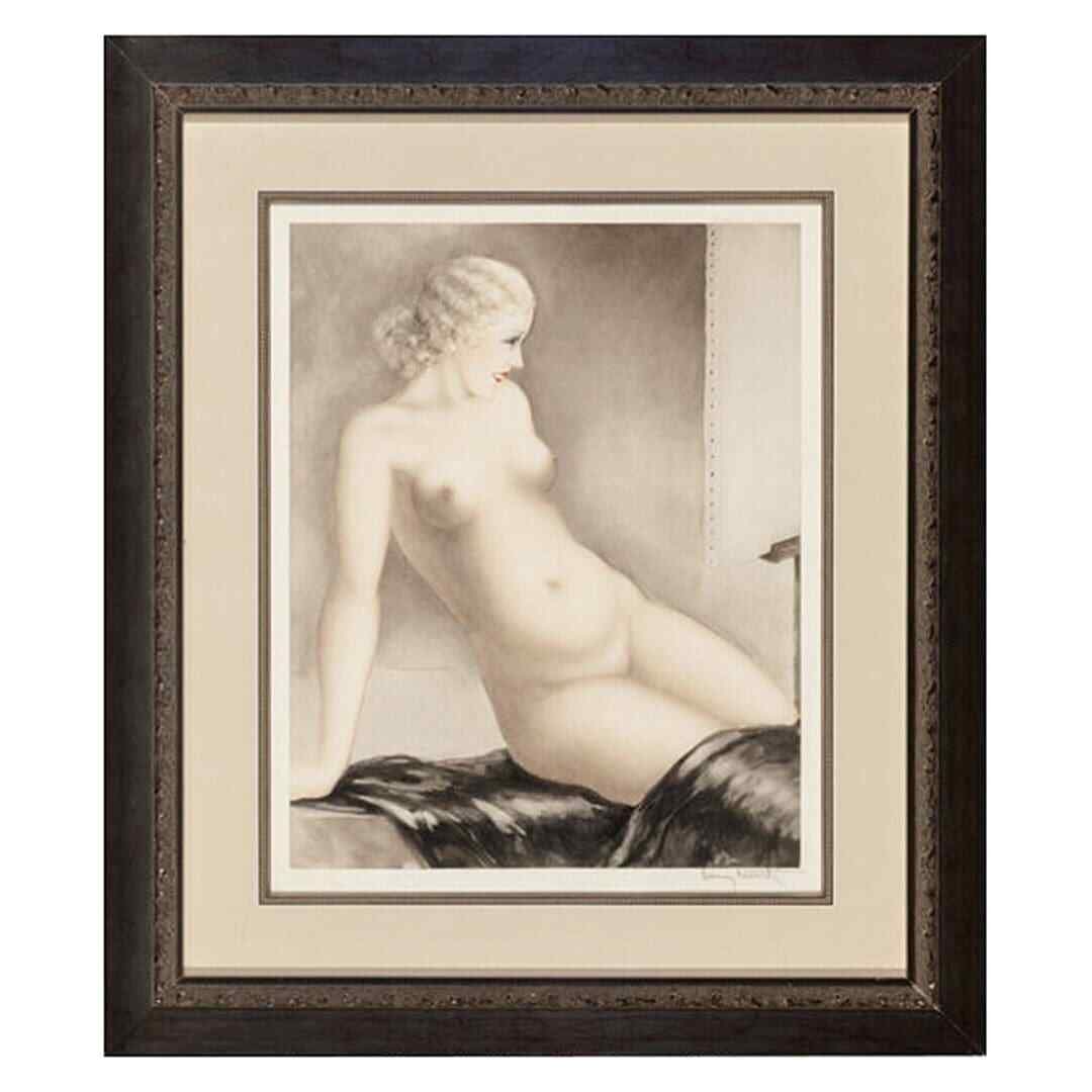 Framed signed Louis Icart My Model 1933 limited edition print: Framed signed Louis Icart My Model 1933 limited edition print Limited edition print titled "My Model" by Louis Icart, created in 1933. This Art Deco work is an etching and aquatint with hand coloring 