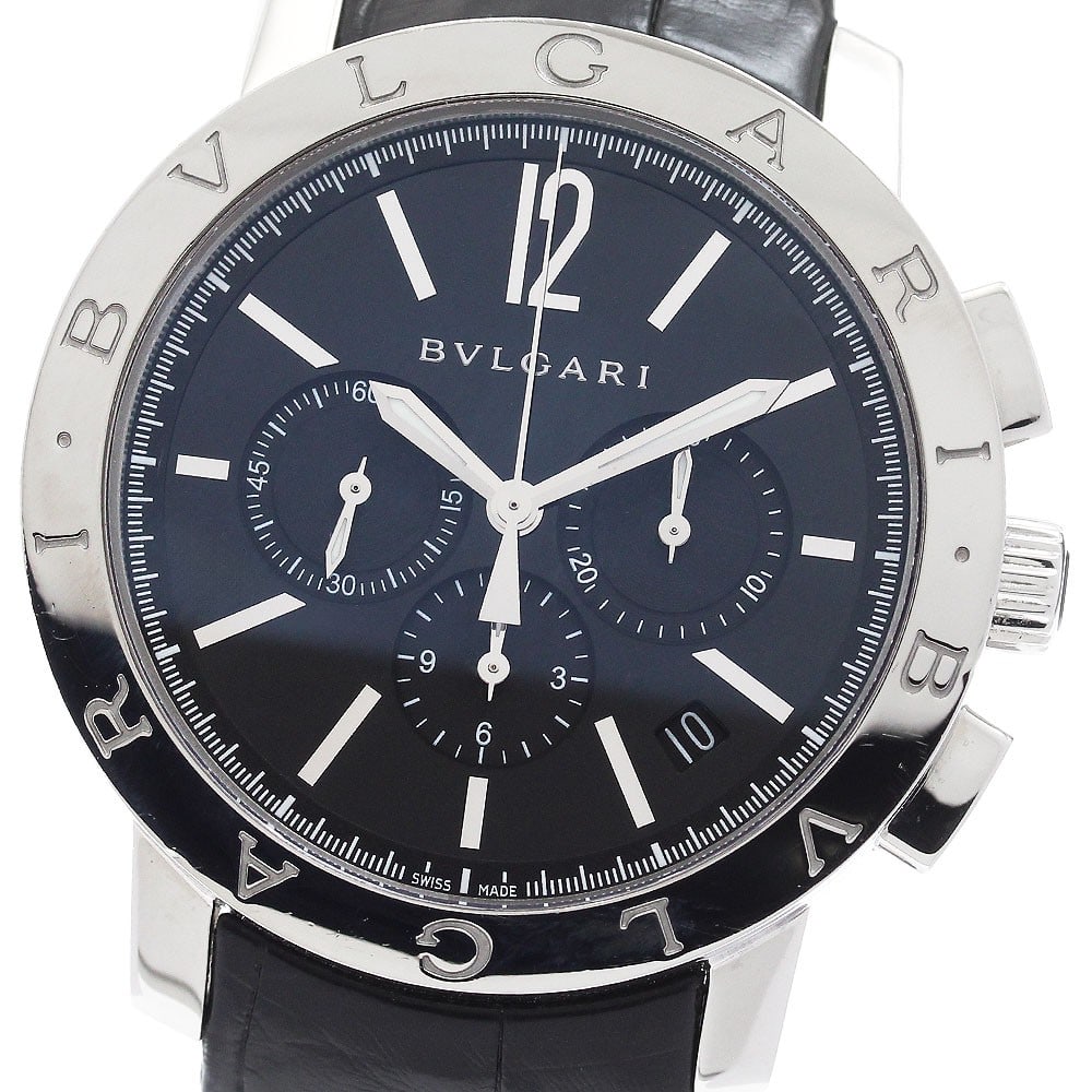 BVLGARI BB41SCH mens automatic chronograph watch with date: BVLGARI BB41SCH mens automatic chronograph watch with date BVLGARI BB41SCH chronograph wristwatch with automatic movement and a black dial. This men's watch features date and small seconds functions i