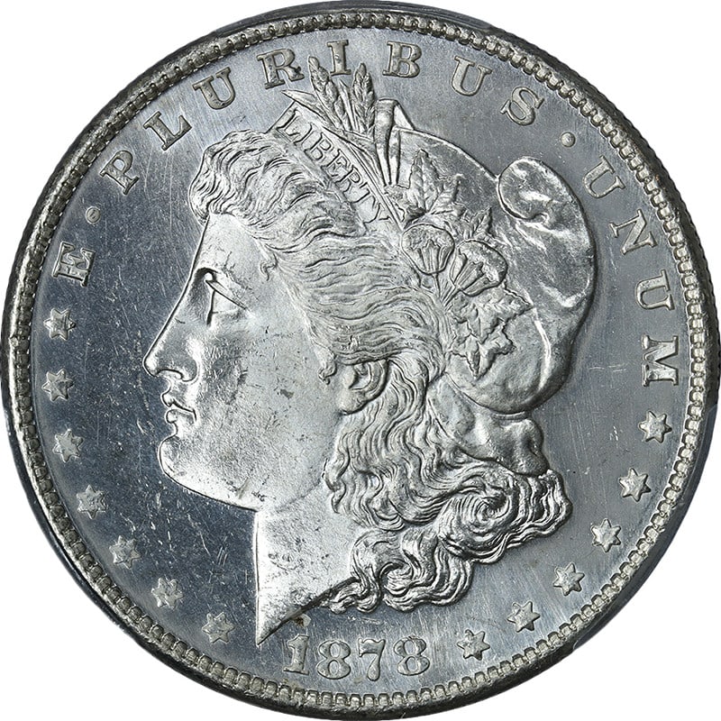 PCGS MS64+ 1878-S Morgan Silver Dollar Uncirculated Silver Coin: PCGS MS64+ 1878-S Morgan Silver Dollar Uncirculated Silver Coin 1878-S Morgan Silver Dollar graded PCGS MS64+. This uncirculated coin is described as having superb eye appeal, fantastic luster, a stro