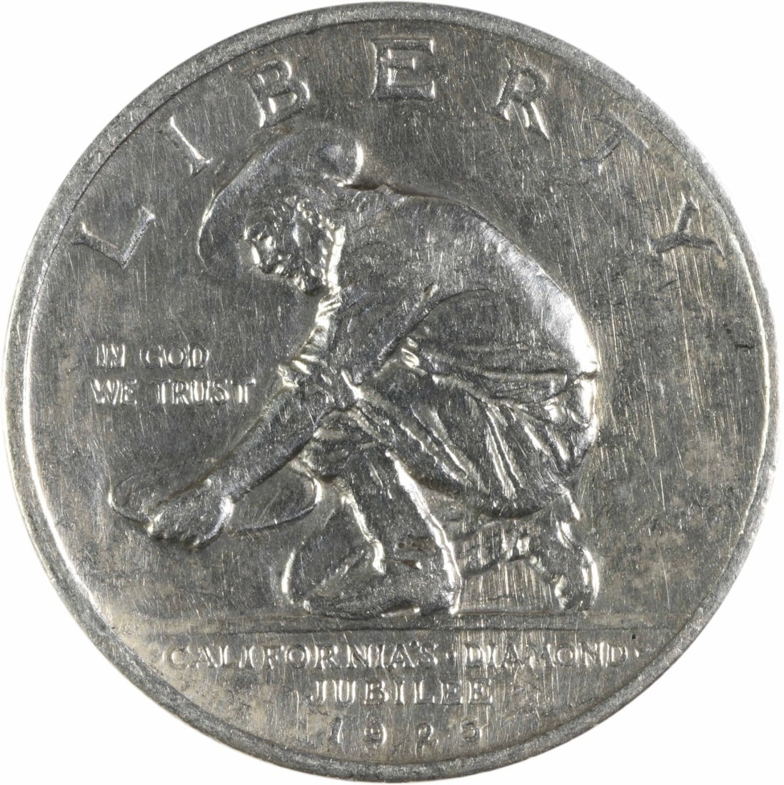 1925-S California Commemorative Silver Half Dollar Jo Mora AU Uncertified: 1925-S California Commemorative Silver Half Dollar Jo Mora AU Uncertified This 1925-S California Commemorative Silver Half Dollar is a striking piece of numismatic history. Designed by Jo Mora, this c