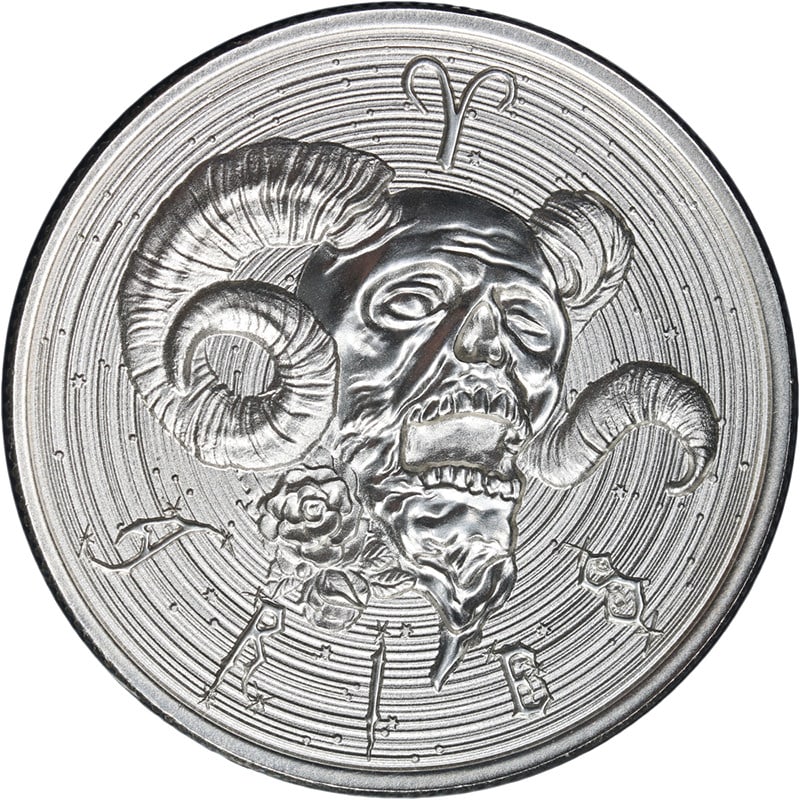 Aries Zombie Zodiac 1 Ounce Silver High Relief Coin (1 of 2)