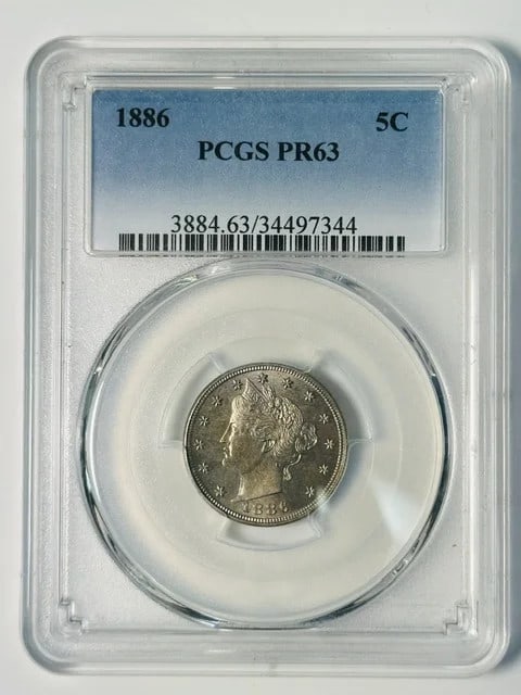 PCGS PR63 Proof 1886 Liberty Head 5C Nickel (1 of 2)