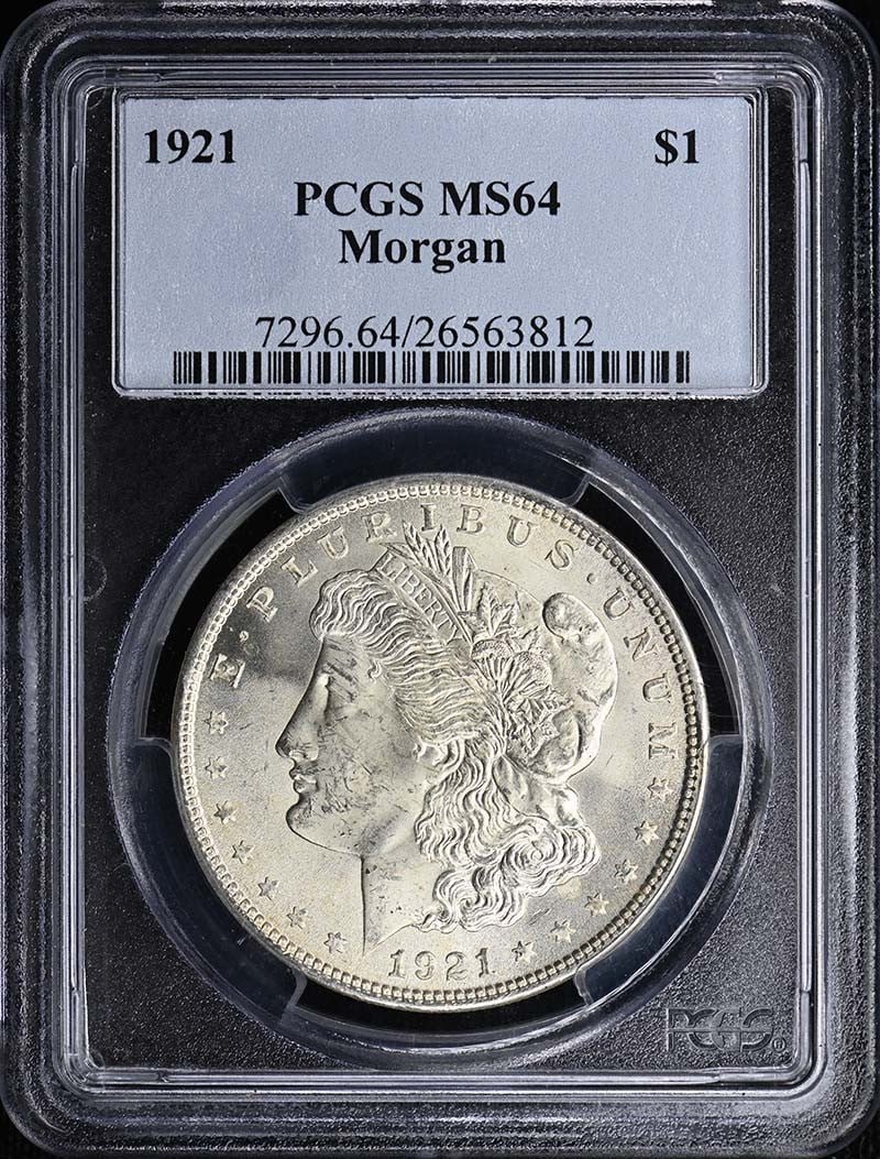 PCGS MS64 1921 Morgan Silver Dollar $1 (1 of 2)