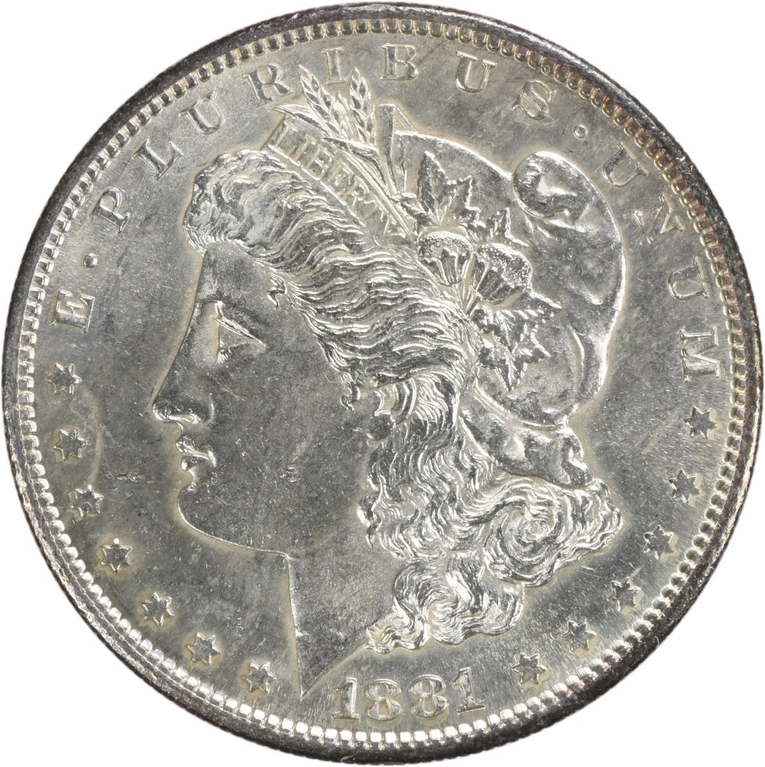 Choice BU 1881 San Francisco Morgan Silver Dollar Uncertified: Choice BU 1881 San Francisco Morgan Silver Dollar Uncertified This is an 1881-S Morgan Silver Dollar in uncirculated condition, classified as Choice Brilliant Uncirculated (BU). The coin is uncertifie