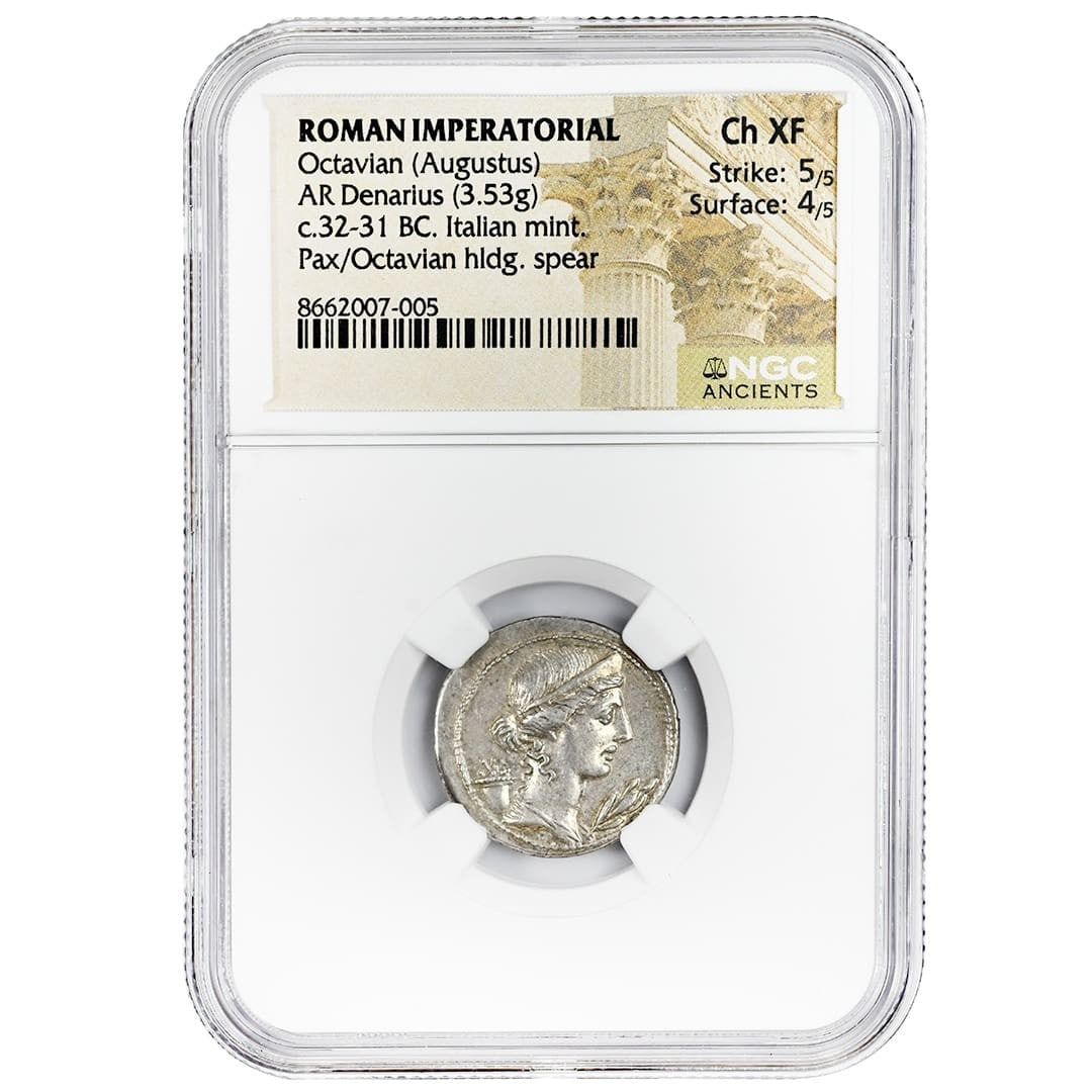 NGC Ch XF Roman Imperatorial silver denarius ancient coin (1 of 2)