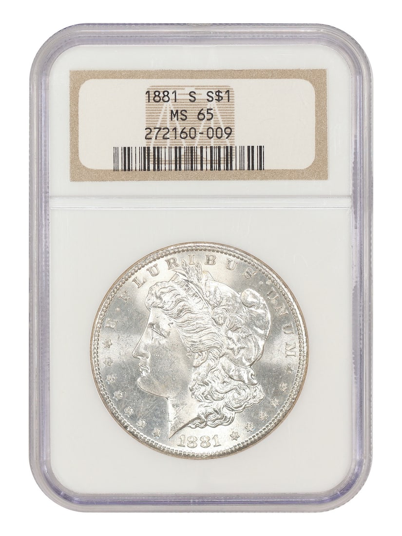 NGC MS65 1881-S Morgan Silver Dollar $1 San Francisco Mint: NGC MS65 1881-S Morgan Silver Dollar $1 San Francisco Mint 1881-S Morgan Dollar certified by NGC as MS65. The 1881-S date is widely recognized as one of the best-struck Morgan silver dollars, and supe