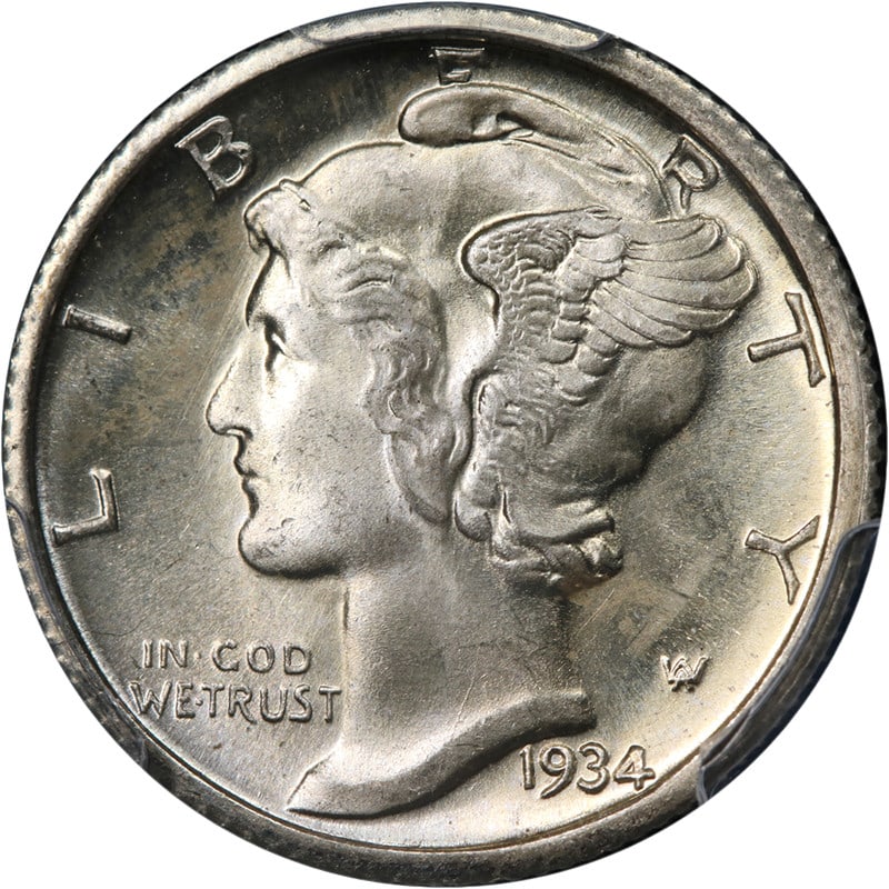 PCGS MS66 FB 1934-D Mercury Dime Silver Uncirculated US Coin: PCGS MS66 FB 1934-D Mercury Dime Silver Uncirculated US Coin A 1934-D Mercury Dime graded PCGS MS66 FB. This pre-owned silver coin is described as having superb eye appeal, fantastic luster, a strong 
