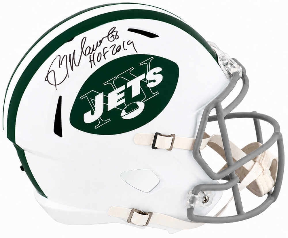 Riddell full size replica helmet signed by Kevin Mawae Jets HOF 2019 COA: Riddell full size replica helmet signed by Kevin Mawae Jets HOF 2019 COA Kevin Mawae signed New York Jets 1965-1977 style Riddell full-size replica helmet with "HOF 2019" inscription. This pre-owned f