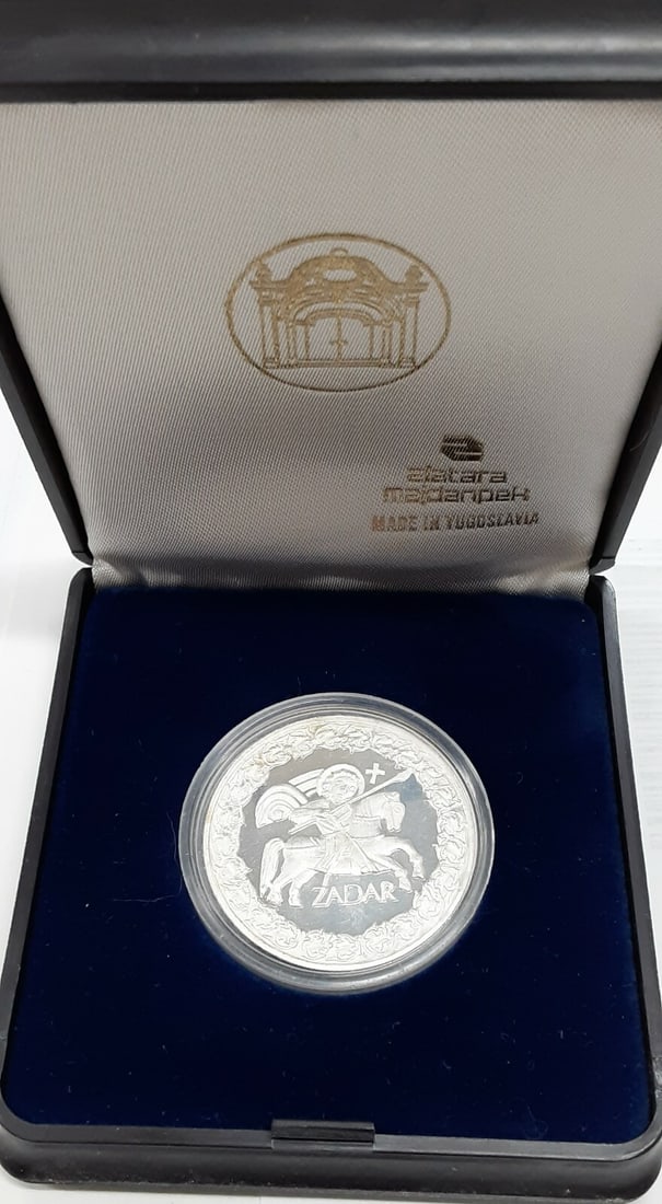 Sterling Silver Zadar Medal 1990 Yugoslavia in Presentation Case (1 of 3)