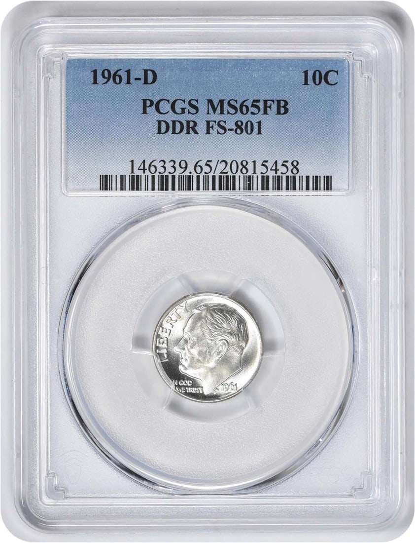 PCGS MS65FB 1961-D Roosevelt Dime DDR FS-801 Silver 10C (1 of 4)