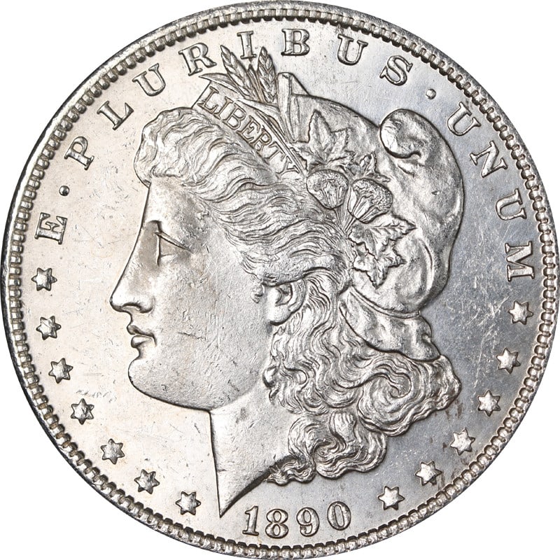 Uncirculated 1890 P Morgan Silver Dollar 90% Silver US Coin: Uncirculated 1890 P Morgan Silver Dollar 90% Silver US Coin 1890-P Morgan Silver Dollar from the United States. This uncirculated, pre-owned coin is composed of silver and is uncertified. Specificatio
