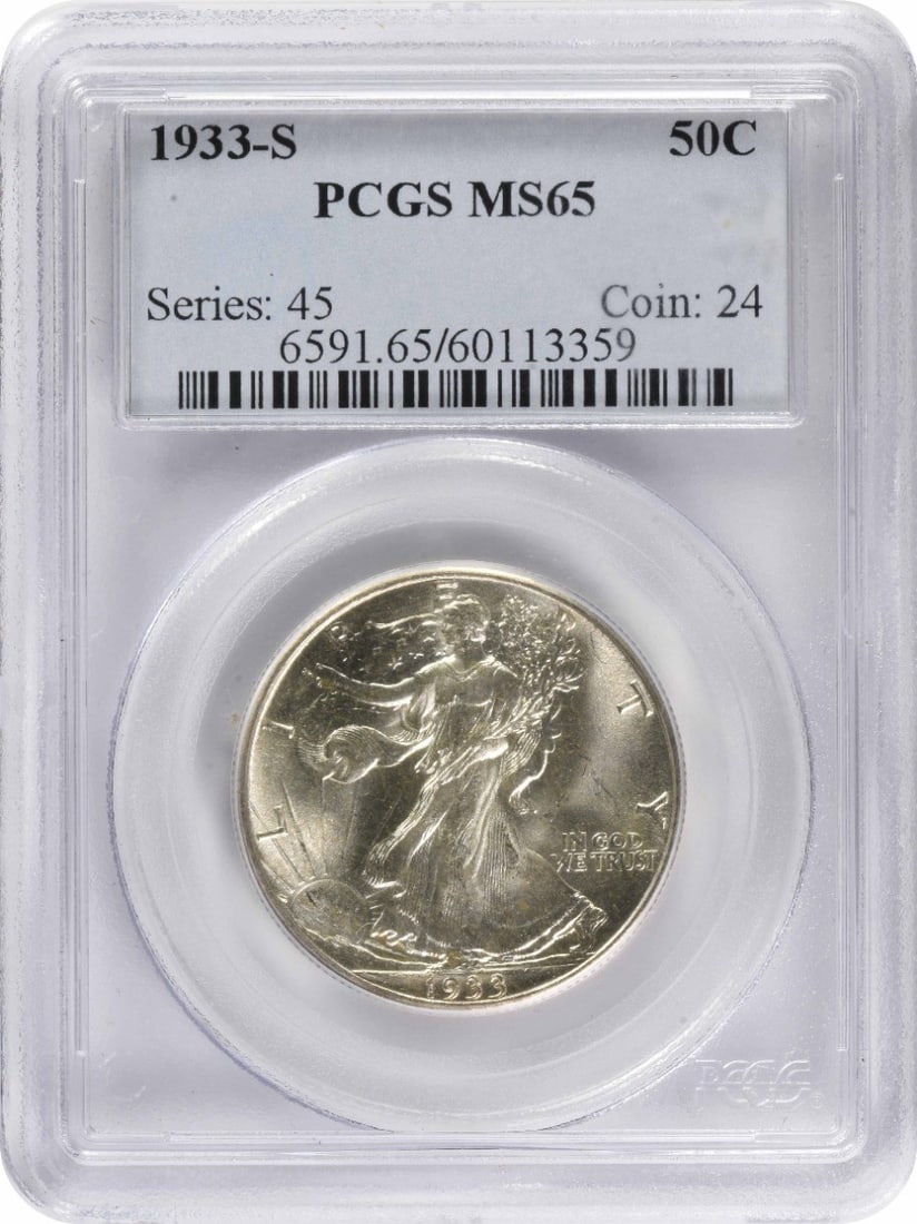 1933-S Walking Liberty Half Dollar MS65 PCGS Certified Silver Coin (1 of 4)
