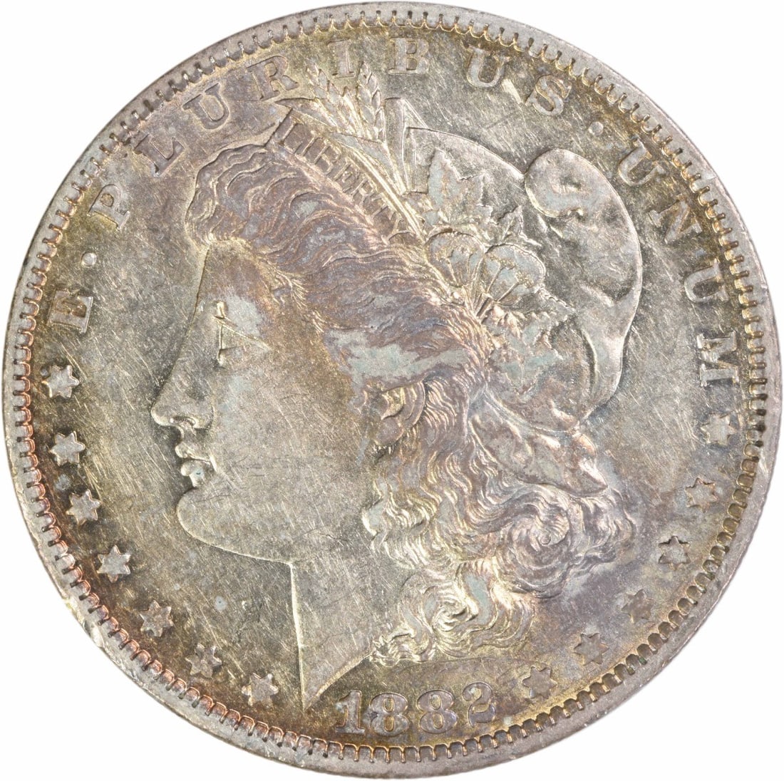 1882 O over S VAM 5 Morgan Silver Dollar AU Uncertified: 1882 O over S VAM 5 Morgan Silver Dollar AU Uncertified 1882-O/S VAM 5 Morgan Silver Dollar in weak AU condition. This uncertified, pre-owned coin is a circulated example struck in silver and issued i