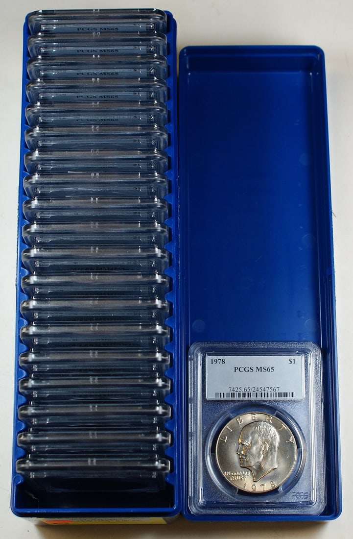 20 PCGS MS-65 1978 Eisenhower IKE Dollar Coins in Box (1 of 1)