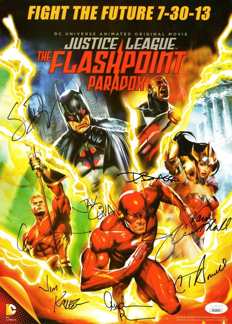 Justice League Flashpoint 11X14 signed photo 9 autographs JSA sticker (1 of 1)