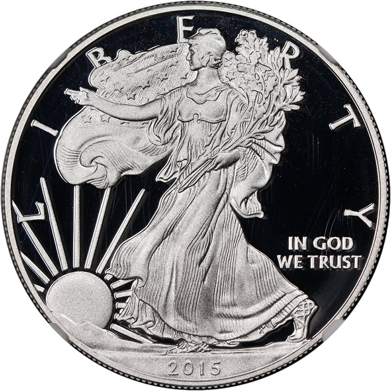 2015-W Silver American Eagle $1 NGC PF70 Ultra Cameo Congratulations Set: 2015-W Silver American Eagle $1 NGC PF70 Ultra Cameo Congratulations Set This 2015-W Silver American Eagle $1 coin is a remarkable piece, featuring superb eye appeal, fantastic luster, and a strong st