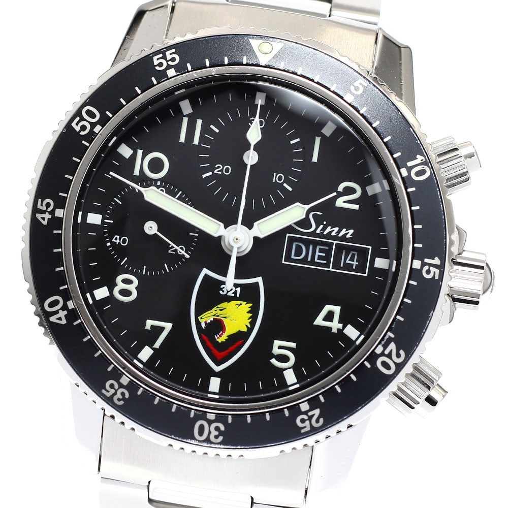 Sinn 103.B.SA.AUTO.TIGER automatic mens chronograph watch day date: Sinn 103.B.SA.AUTO.TIGER automatic mens chronograph watch day date Sinn Chronograph Tiger day-date men's wristwatch with automatic movement and a black dial. This limited edition model features a stai