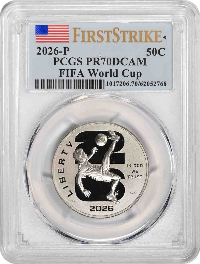 PCGS PR70DCAM First Strike 2026 P FIFA World Cup Clad Commemorative Half Dollar (1 of 2)