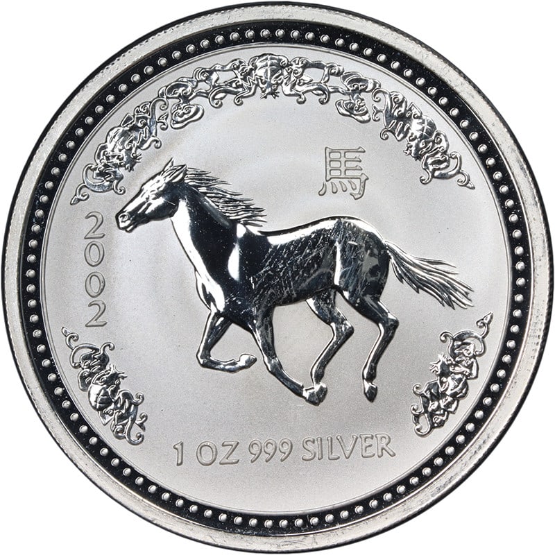Australia 2002 Lunar Series I Year of the Horse $1 1 oz .999 Silver Coin (1 of 2)