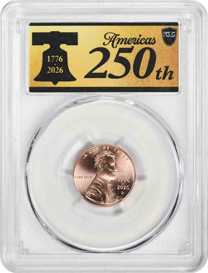 PCGS MS67RD 2026-D Lincoln Shield Small Cent First Day Issue Anniversary Label (1 of 2)