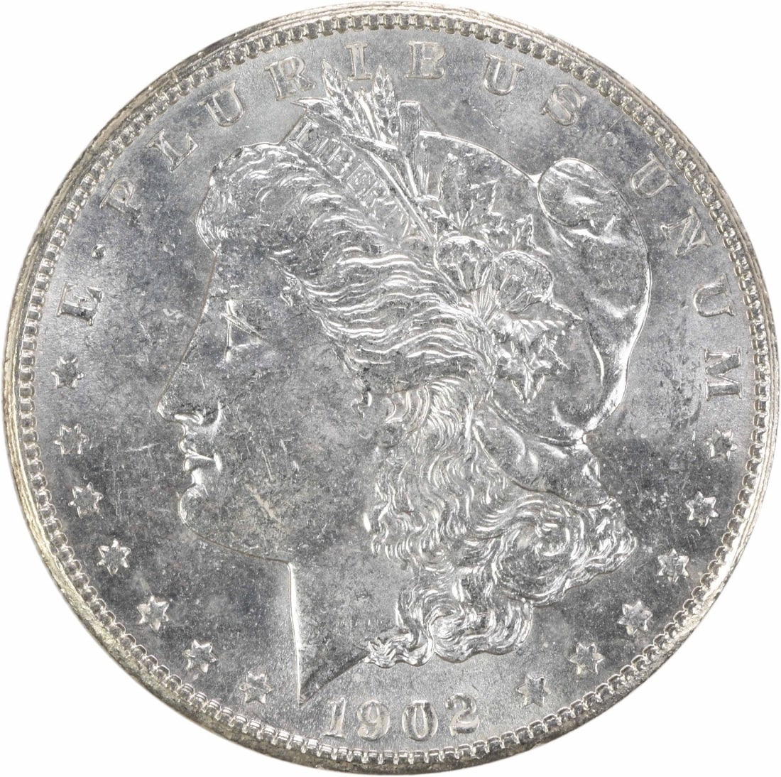 Uncirculated 1902 O Silver Dollar Morgan BU Uncertified US Coin: Uncirculated 1902 O Silver Dollar Morgan BU Uncertified US Coin This is a 1902-O Morgan Silver Dollar in Brilliant Uncirculated (BU) condition. The coin is uncertified and was minted at the New Orlean