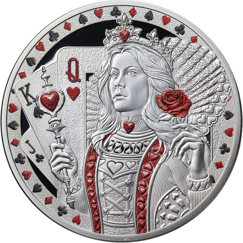 Niue Queen of Hearts $1 Proof Silver Coin 1 Ounce OGP COA 2026: Niue Queen of Hearts $1 Proof Silver Coin 1 Ounce OGP COA 2026 Original 2026 Niue Queen of Hearts proof silver coin. This 1 ounce $1 issue is struck in .999 fine silver and comes with original governm
