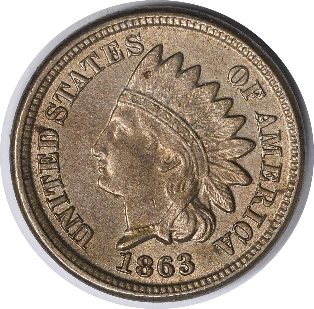 1863 Uncertified Indian Head Small Cent Copper MS63 Shattered Reverse (1 of 2)