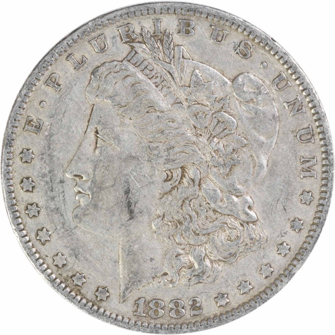1882 Morgan Silver Dollar VAM 4 O over S Recessed EF: 1882 Morgan Silver Dollar VAM 4 O over S Recessed EF 1882-O/S VAM 4 Morgan Silver Dollar in circulated EF condition. This pre-owned United States $1 coin is composed of silver and is offered uncertifi