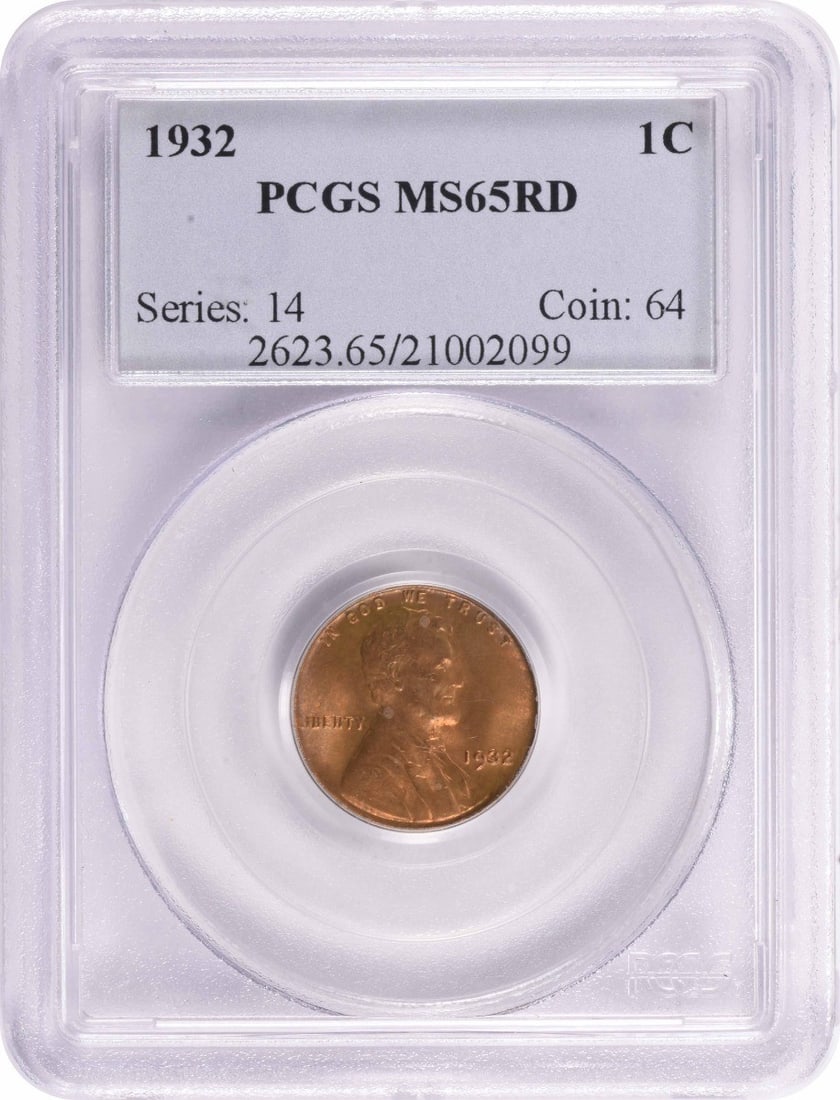 PCGS MS65RD 1932 Lincoln Wheat Small Cent: PCGS MS65RD 1932 Lincoln Wheat Small Cent 1932 Lincoln Wheat Small Cent certified by PCGS and graded MS65RD. This uncirculated United States copper coin is a pre-owned example of the classic Lincoln W