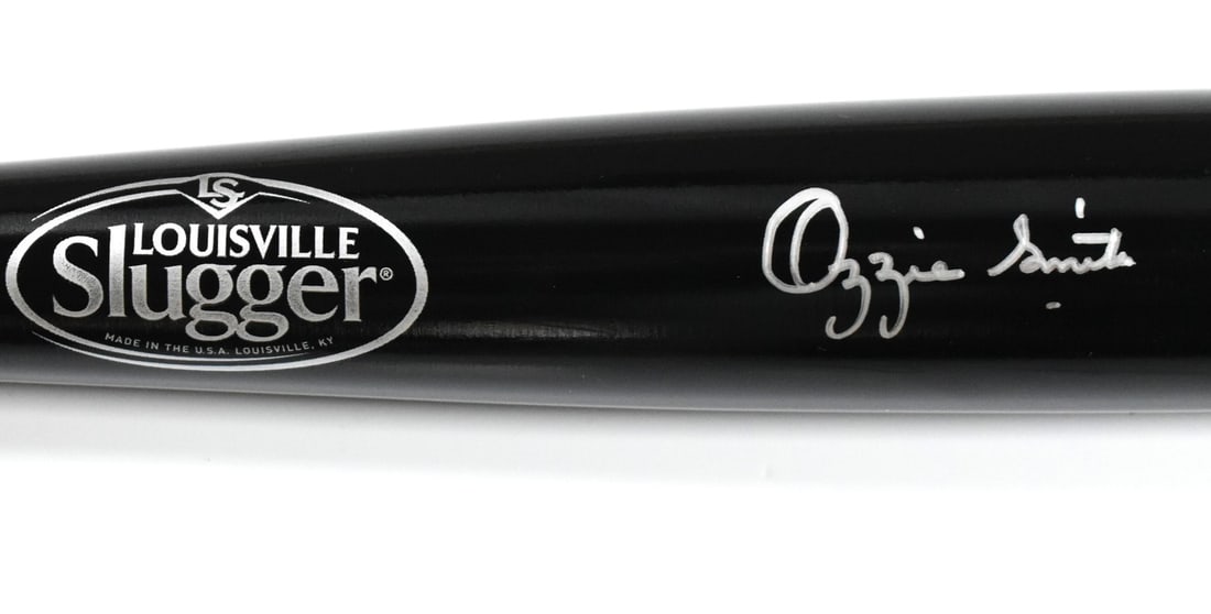 Signed Louisville Slugger Pro Bat by Ozzie Smith Fanatics: Signed Louisville Slugger Pro Bat by Ozzie Smith Fanatics This is a black Louisville Slugger Pro baseball bat autographed by Ozzie Smith. Representing the St. Louis Cardinals, this original bat is a c