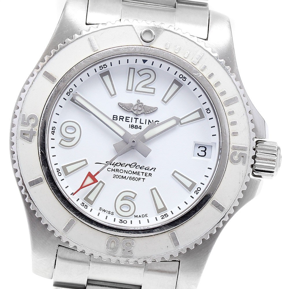 Breitling Superocean II 36 A17316 Automatic Date Unisex Wristwatch: Breitling Superocean II 36 A17316 Automatic Date Unisex Wristwatch Breitling Superocean II 36 automatic wristwatch with date display. This unisex model features a white dial and a stainless steel case