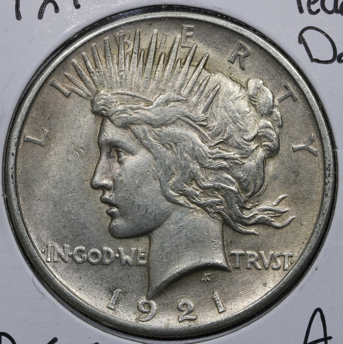 1921 Silver Peace Dollar $1 AU About Uncirculated: 1921 Silver Peace Dollar $1 AU About Uncirculated 1921 Peace Dollar $1 in about uncirculated condition. This pre-owned coin is struck in 90% silver and was produced at the Philadelphia Mint. Specifica