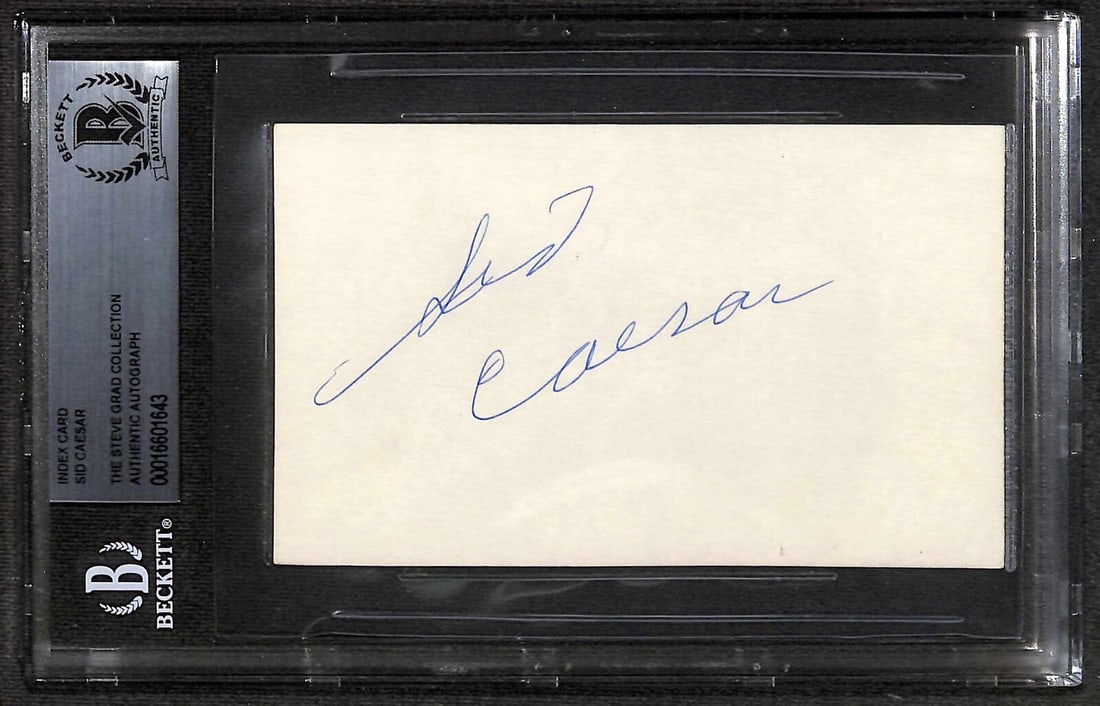 Beckett Authenticated Sid Caesar Signed 3x5 Index Card Slabbed (1 of 1)