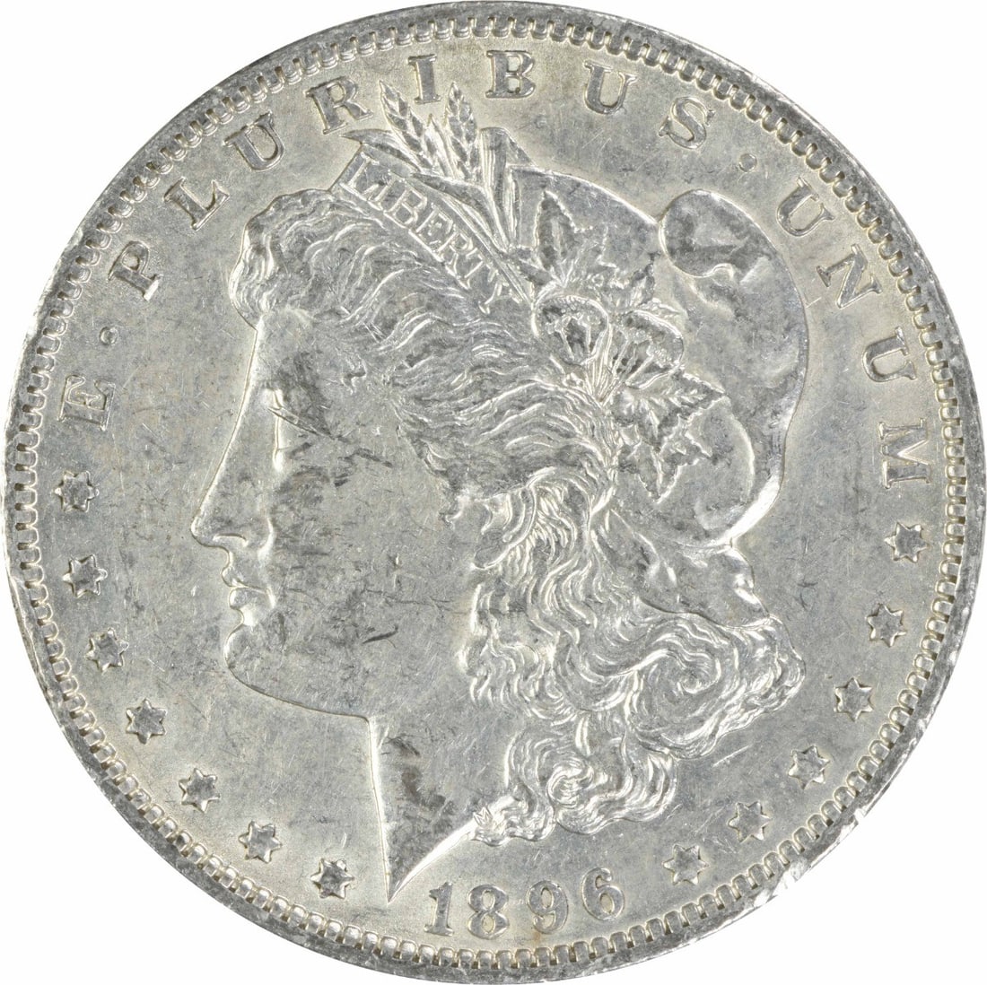 AU 1896 O Morgan Silver Dollar $1 Uncertified: AU 1896 O Morgan Silver Dollar $1 Uncertified 1896-O Morgan Silver Dollar in AU grade. This circulated, uncertified coin is composed of silver and is a pre-owned example from the United States. Specif