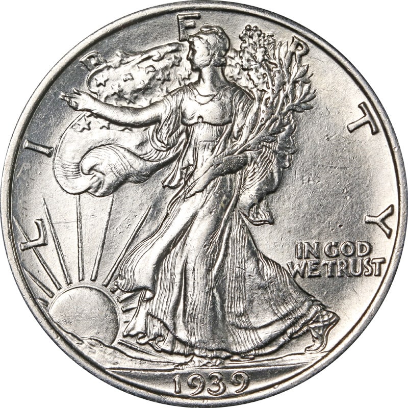 1939 S Silver Walking Liberty Half Dollar Uncertified (1 of 2)