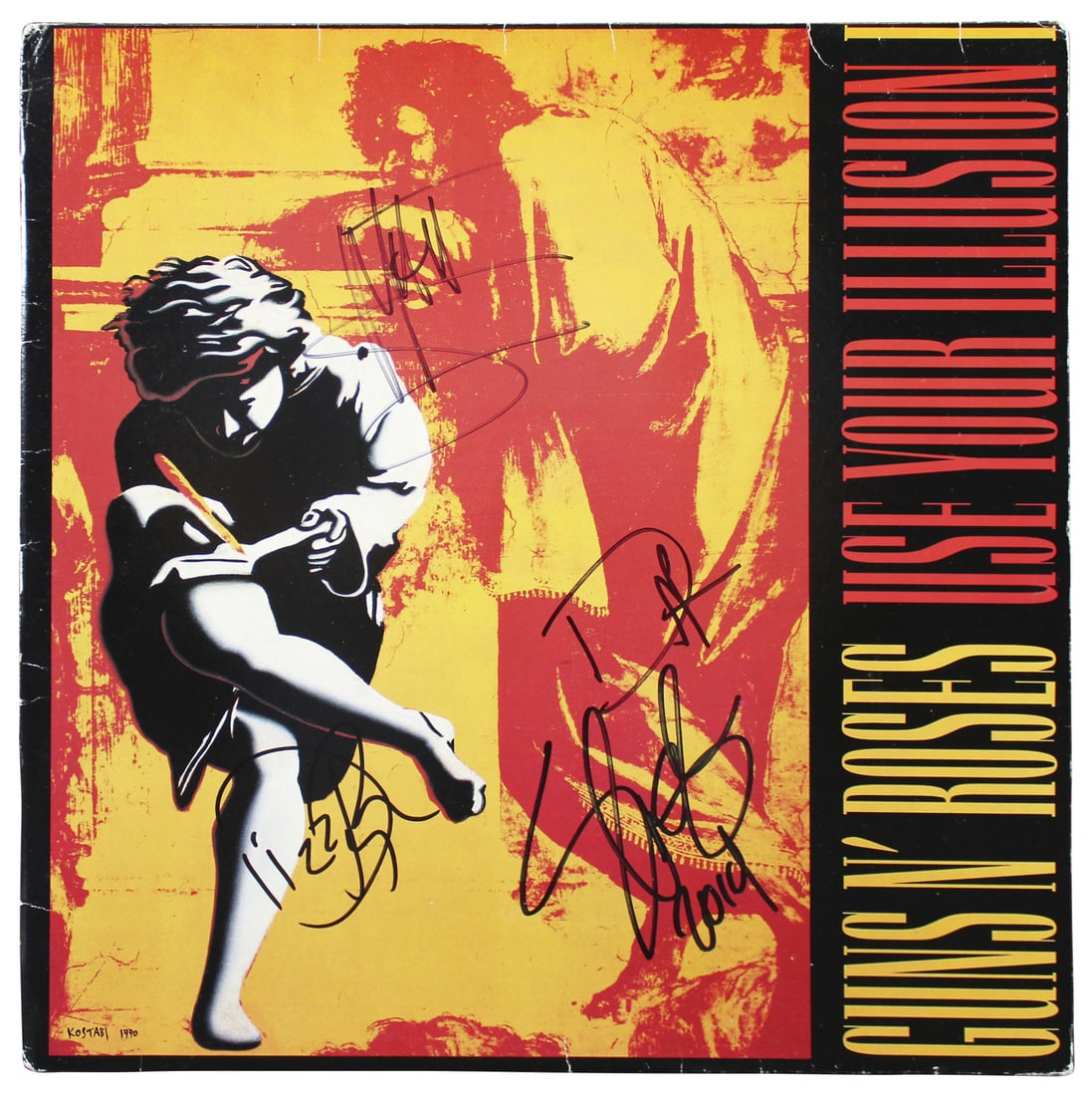 Signed Lose Your Illusion I Album Cover by Four Guns N' Roses Members Beckett COA (1 of 4)