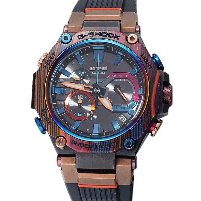 CASIO MT-G MTG-B2000XMG-1ADR men's carbon stainless wristwatch: CASIO MT-G MTG-B2000XMG-1ADR men's carbon stainless wristwatch CASIO G-SHOCK MT-G MTG-B2000XMG-1ADR men's wristwatch with a multicolor carbon design inspired by Rainbow Mountain. This Japan-origin mod