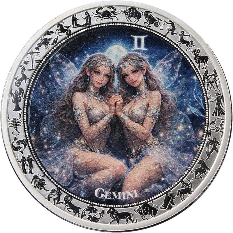 2026 Ghana Gemini Zodiac Goddesses 1 oz Silver 5 Cedis with OGP COA (1 of 3)