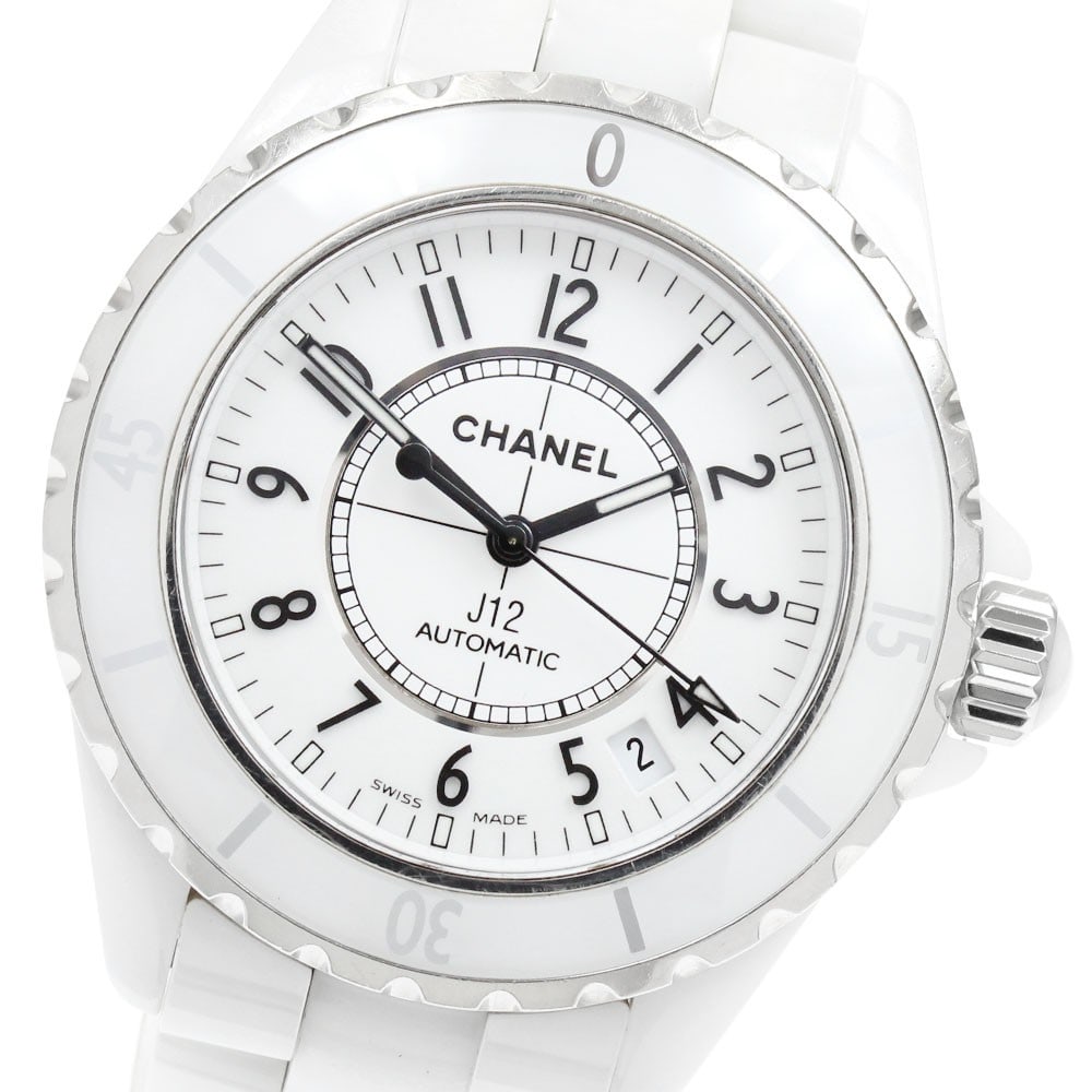 CHANEL J12 H0970 mens automatic white ceramic wristwatch: CHANEL J12 H0970 mens automatic white ceramic wristwatch Chanel J12 H0970 men's wristwatch with a white dial and automatic movement. This watch features a stainless steel and ceramic case and bracelet