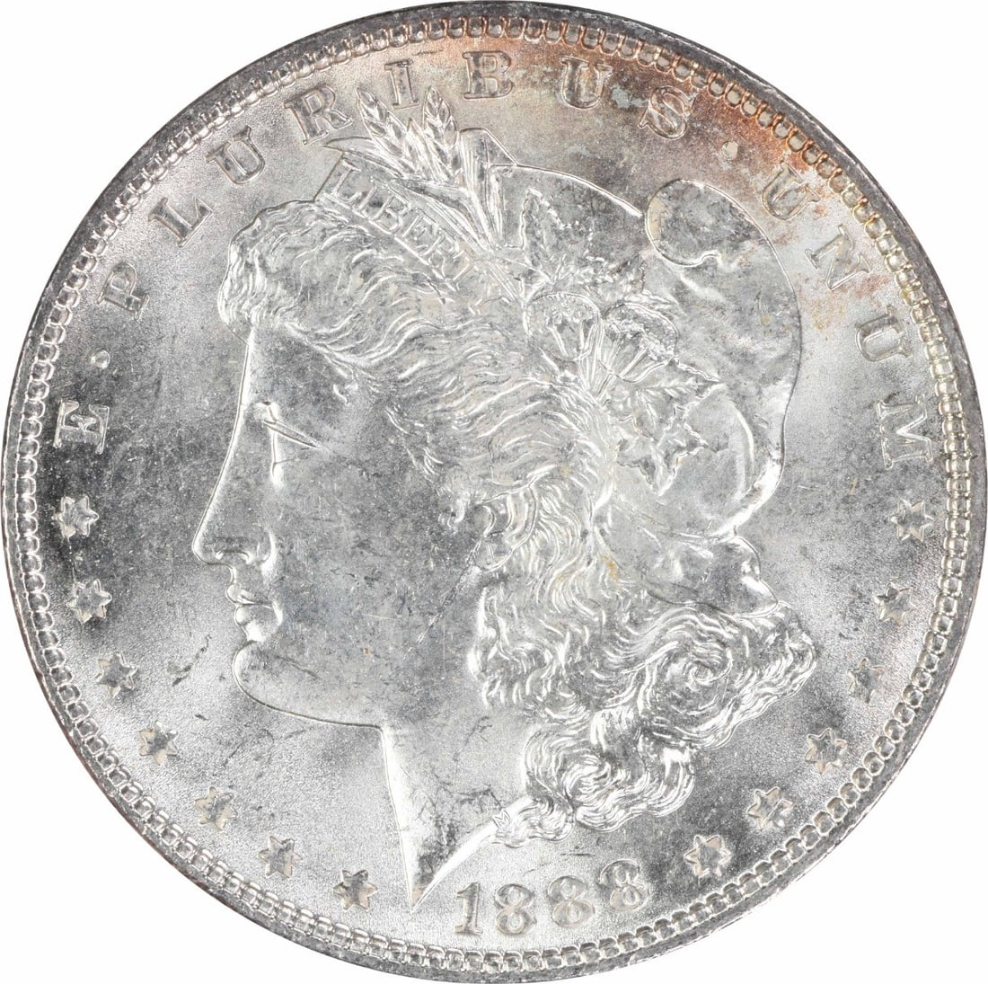 1888 Uncirculated Morgan $1 Silver Coin MS63 Uncertified: 1888 Uncirculated Morgan $1 Silver Coin MS63 Uncertified 1888 Morgan Silver Dollar in uncirculated condition. This uncertified silver $1 coin is identified as a Morgan dollar and is listed with an MS6