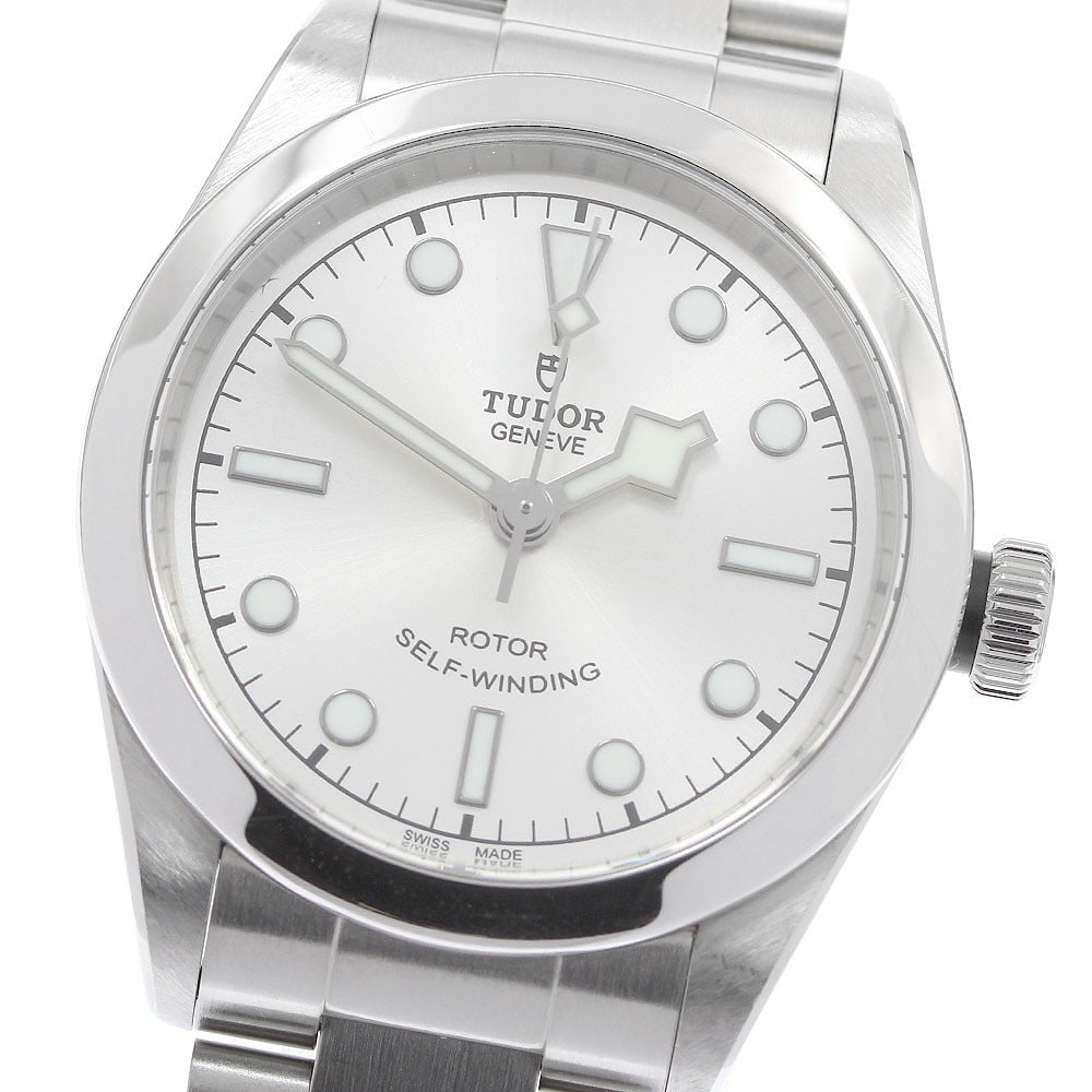 TUDOR Heritage Black Bay 32 Ref 79580 Ladies Automatic Watch: TUDOR Heritage Black Bay 32 Ref 79580 Ladies Automatic Watch TUDOR Heritage Black Bay 32 automatic women's wristwatch with a stainless steel case and bracelet. The silver dial and automatic movement a