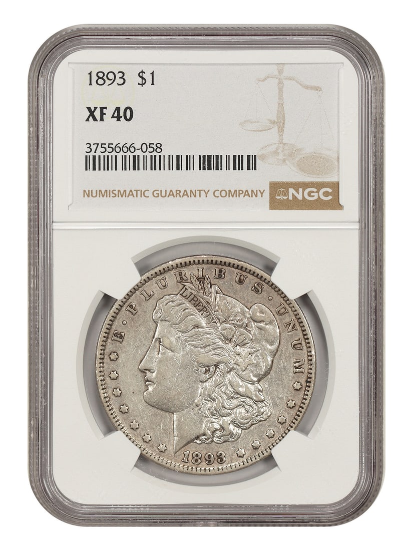 1893 Philadelphia Morgan Silver Dollar NGC XF40 Better Date: 1893 Philadelphia Morgan Silver Dollar NGC XF40 Better Date 1893 Morgan Dollar certified by NGC in XF40 condition. This circulated Philadelphia issue is a better date in the Morgan dollar series, with