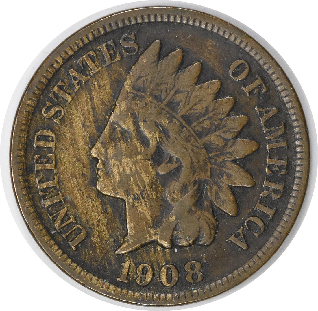 1908 S Indian Head Small Cent F Uncertified: 1908 S Indian Head Small Cent F Uncertified 1908-S Indian Head small cent from the United States. This pre-owned coin is circulated and graded F, with copper composition and uncertified status. Specif