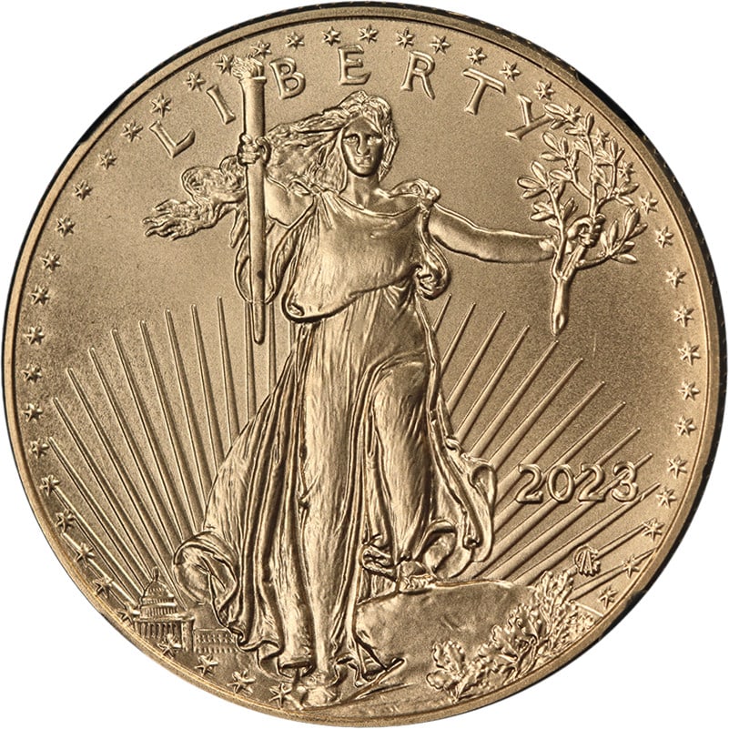 NGC MS70 2023 $25 Gold Eagle Coin With Miles Standish First Day Signature: NGC MS70 2023 $25 Gold Eagle Coin With Miles Standish First Day Signature This is a 2023 Gold American Eagle $25 coin graded NGC MS70, featuring a first day Miles Standish signed label. The coin is un
