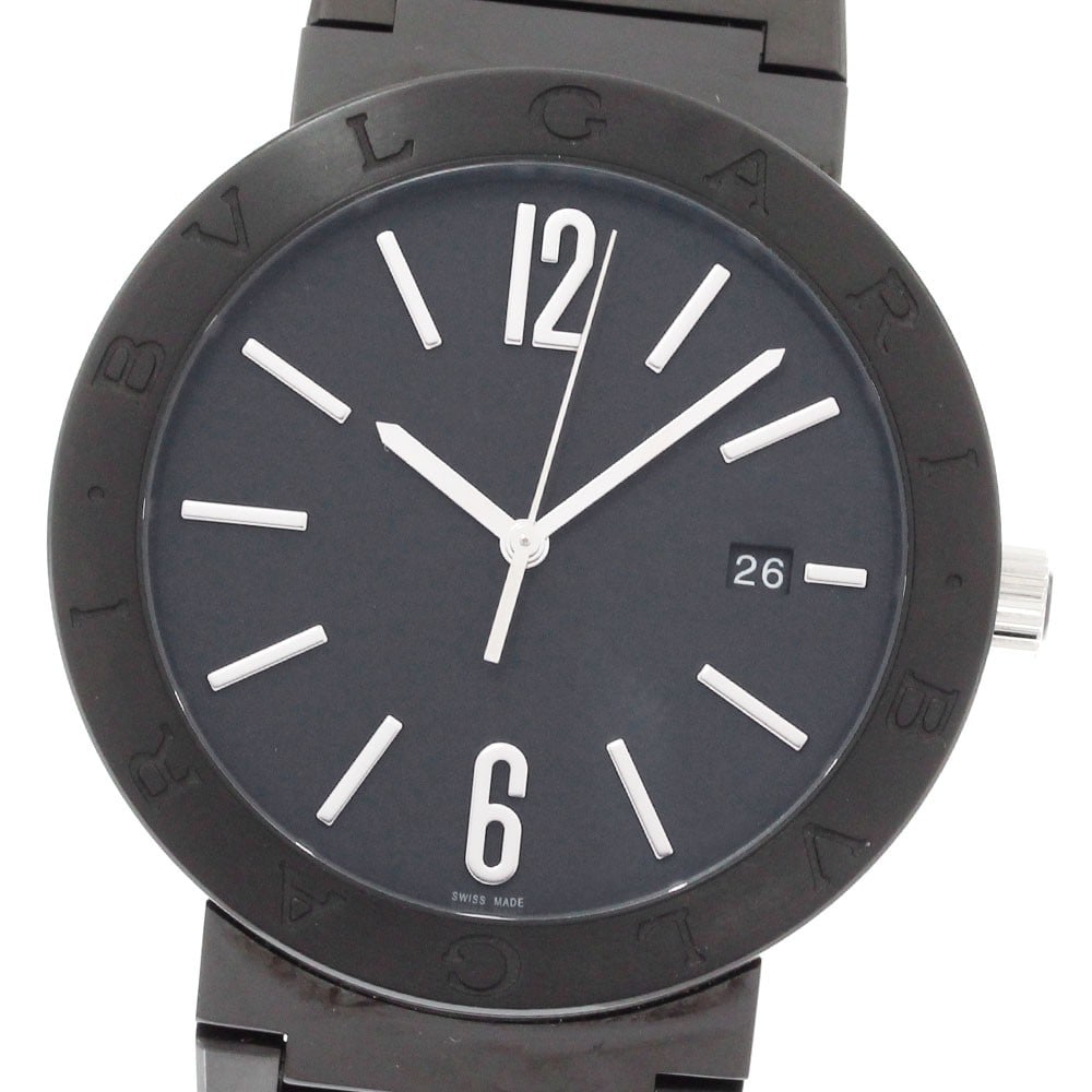 BVLGARI BB41S automatic mens wristwatch with date black dial: BVLGARI BB41S automatic mens wristwatch with date black dial BVLGARI BVLGARI men's wristwatch with automatic movement and date function. This watch features a black dial with a stainless steel case an