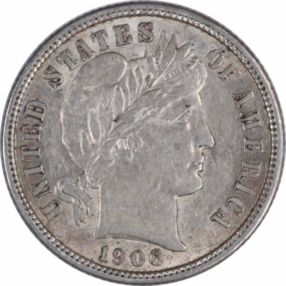 1906 Barber Silver Dime 10C AU Uncertified Philadelphia Mint: 1906 Barber Silver Dime 10C AU Uncertified Philadelphia Mint This 1906 Barber Silver Dime is a captivating piece of numismatic history. Struck at the Philadelphia mint, this coin is part of the Barber