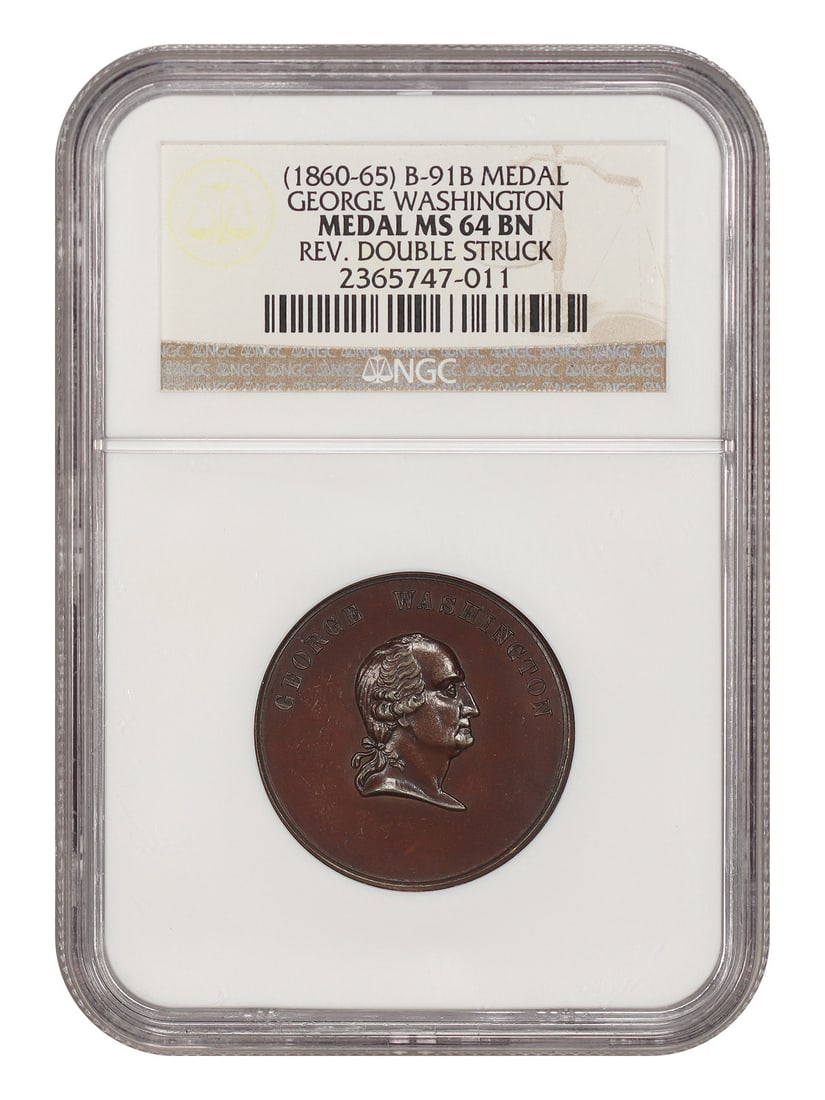 1860-65 George Washington medal NGC MS64BN double struck reverse (1 of 4)