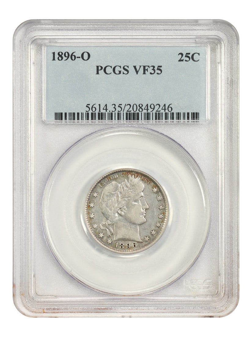 1896 O Barber Quarter 25C PCGS VF35 New Orleans Key Date (1 of 4)