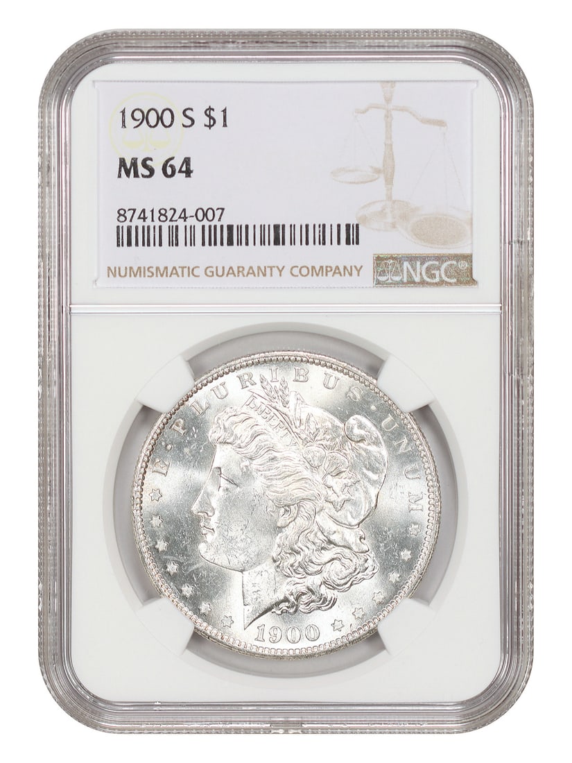 NGC MS64 1900-S Morgan Silver Dollar San Francisco Mint $1: NGC MS64 1900-S Morgan Silver Dollar San Francisco Mint $1 1900-S Morgan Dollar certified by NGC in MS64. This uncirculated San Francisco issue is noted as a tough date in the Morgan dollar series, es